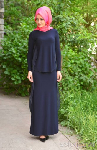 Demet Yıldız Tunik Etek Takım 7729-06 Lacivert