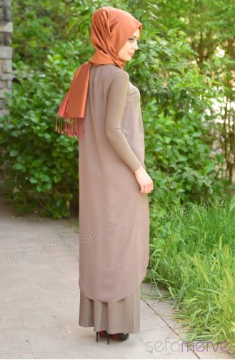 Demet Yıldız Tunik Etek Takım 7729-05 Vizon