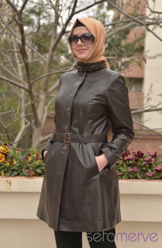 Long Leather Coat 8010-02 Brown 8010-02