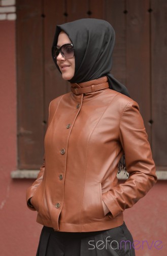 Leather Buttons Jacket 8050-03 Tobacco Brown 8050-03