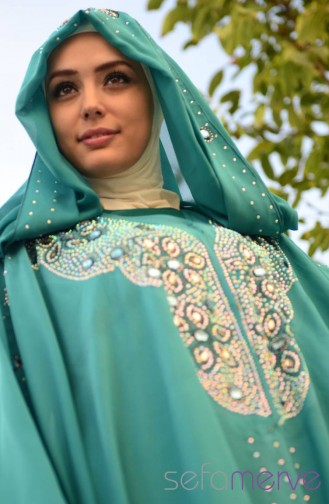 عباءه أزرق زيتي 4466-08