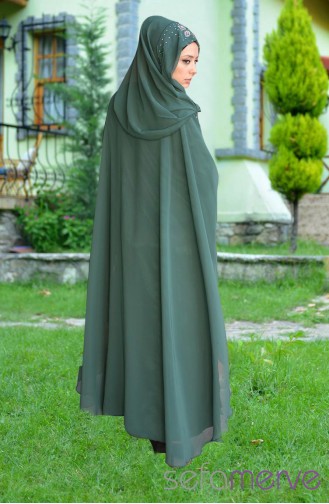 Dilber Yarasakol Ferace Elbise 4466-03 Yeşil