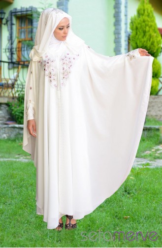 Dilber Yarasakol Ferace Elbise 4466-04 Beyaz