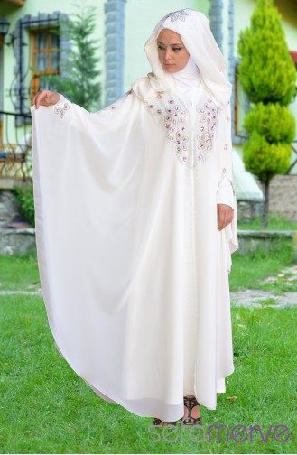 Dilber Yarasakol Ferace Elbise 4466-04 Beyaz