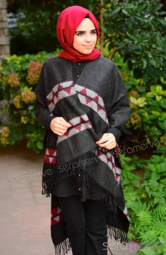 Claret red Poncho 13019-31