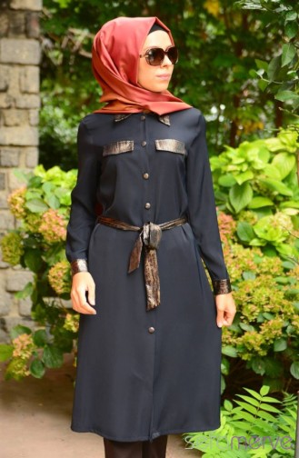 Tesettür Tunik 00176-01 Lacivert