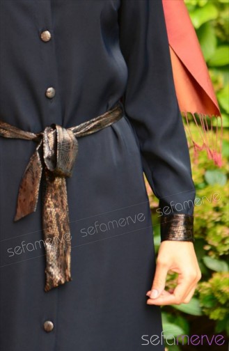 Tesettür Tunik 00176-01 Lacivert