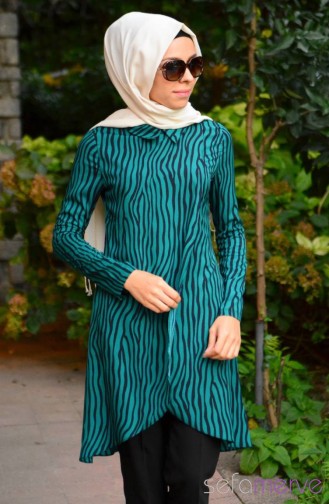 Tesettür Tunik Zernişan 4162-07 Yeşil