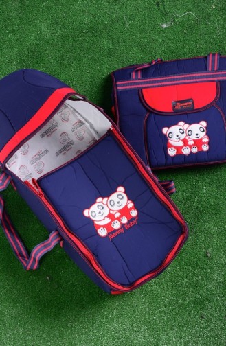Portbebe Çanta İkili Set 0034-05 Lacivert Kırmızı