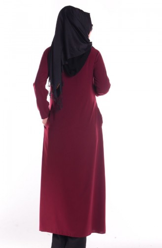 Çift Taraflı Ferace 7244-03 Bordo Siyah