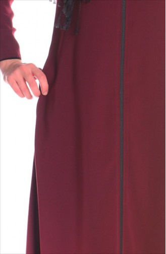 Çift Taraflı Ferace 7244-03 Bordo Siyah