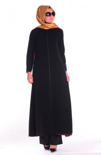 Çift Taraflı Ferace 7244-03 Bordo Siyah