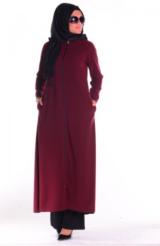 Çift Taraflı Ferace 7244-03 Bordo Siyah