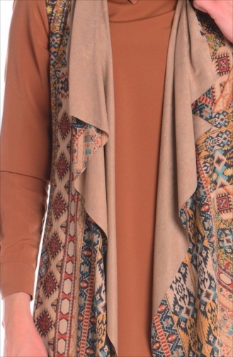 Tesettür Yelek 8020-04 Taba