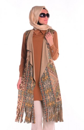 Tesettür Yelek 8020-04 Taba