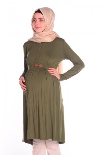 Tesettür Hamile Tunik 4134-04 Haki Yeşili