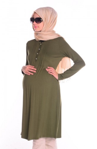 Tesettür Hamile Tunik 4135-05 Haki Yeşili