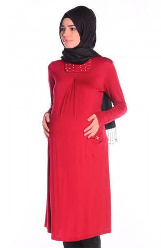 Tesettür Hamile Tunik 4132-06 Bordo