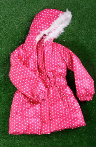 Kız Çocuk Peluş Mont 0730-01 Fuşya