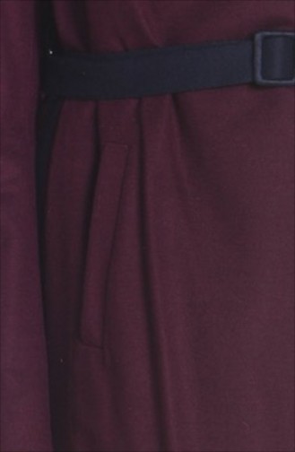 شوكران معطف بتصميم صوف 35643-03 لون أرجواني و كحلي 35643-03