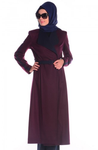 Şükran Pardessus Cape 35643-03 Plum Bleu Marine 35643-03