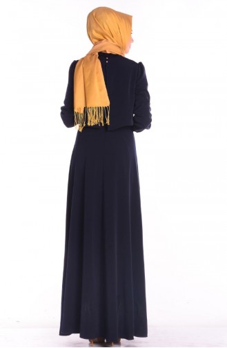 Navy Blue Hijab Dress 52340-04