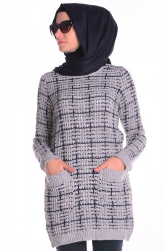 Tesettür Triko Tunik 3594-01 Gri