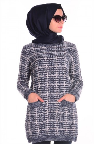 Tesettür Triko Tunik 3594-06 İndigo