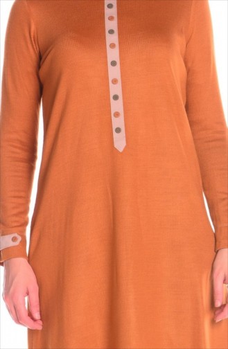 Tesettür Triko Tunik All Day 50682-01 Taba