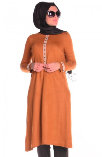 Tesettür Triko Tunik All Day 50682-01 Taba