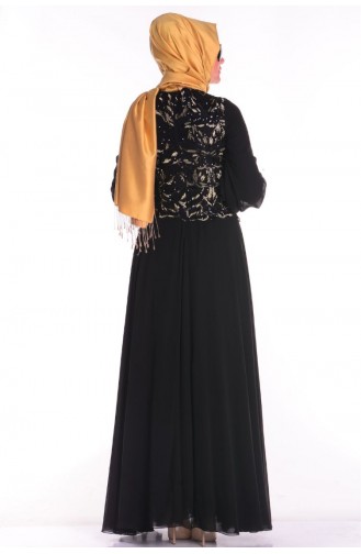 Sefamerve Abiye Elbiseler PDY 5203-01 Siyah Gold