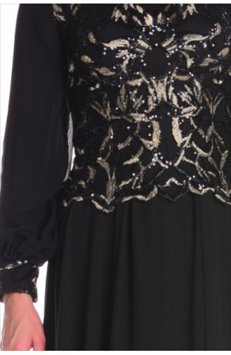 Black Hijab Evening Dress 5203-01