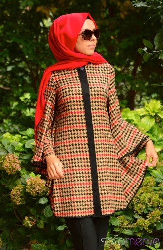 Tesettür Tunik All Day 10136-11 Camel Bordo