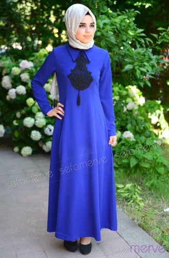 Saks-Blau Hijab Kleider 4134-02