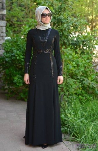 Sefamerve Abiye Elbiseler 1115-02 Siyah