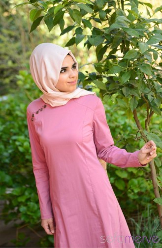 Beige-Rose Hijab Kleider 4462-01