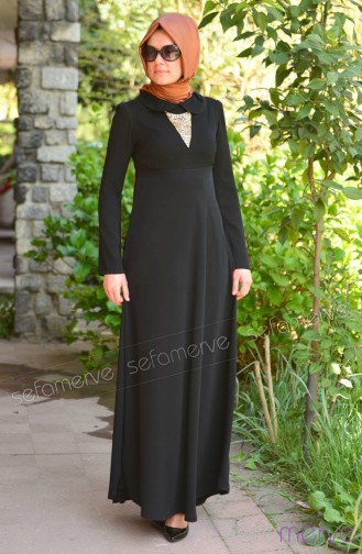 Dilber Hijab Dress 4479-01 Black 4479-01