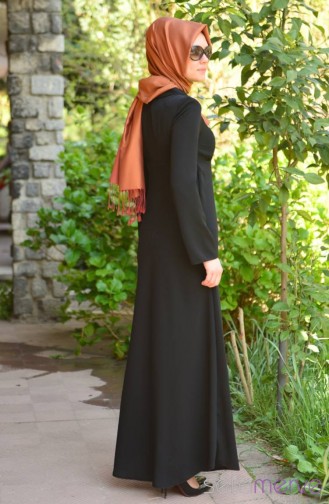 Schwarz Hijab Kleider 4479-01