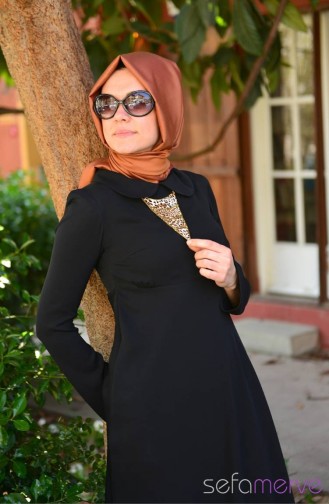 Schwarz Hijab Kleider 4479-01