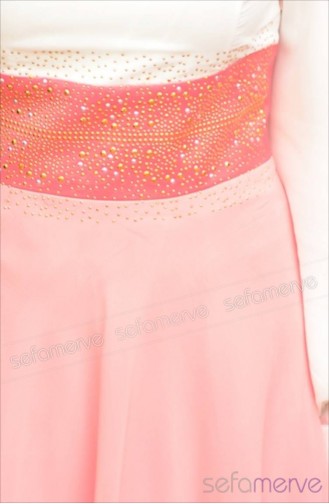 Yazlık ZRF Tesettür Elbise 9047-09 Koyu Pudra
