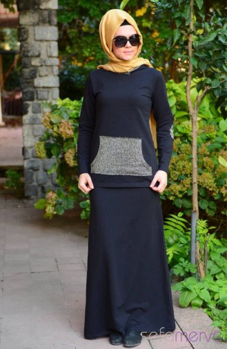 Tubanur Eşofman Etek Takım 5011-01 Siyah