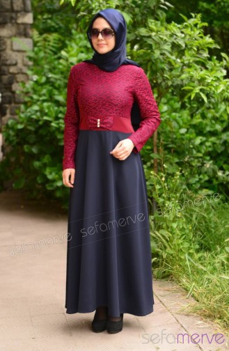 Miss Yağmur Tesettür Elbise 9001-07 Lacivert