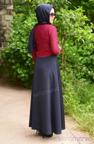 Miss Yağmur Tesettür Elbise 9001-07 Lacivert