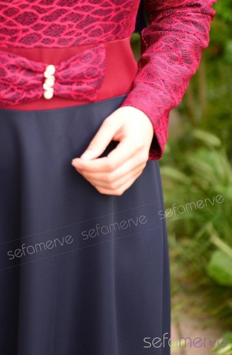 Miss Yağmur Tesettür Elbise 9001-07 Lacivert