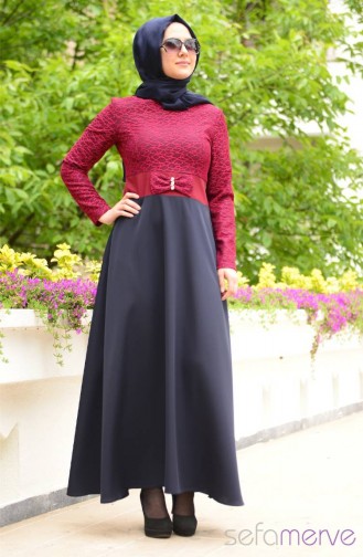 Miss Yağmur Tesettür Elbise 9001-07 Lacivert