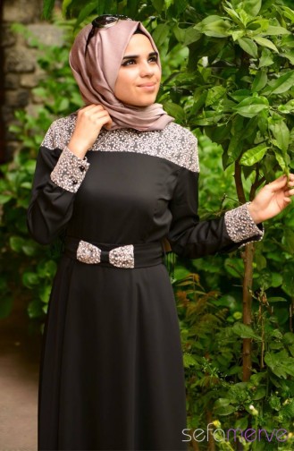Miss Yağmur Tesettür Elbise 9005-02 Siyah