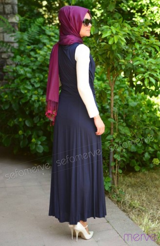 Navy Blue İslamitische Jurk 14271-04