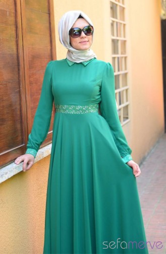 Summerly ZRF Hijab Dress 9044-15 Dark Green 9044-15
