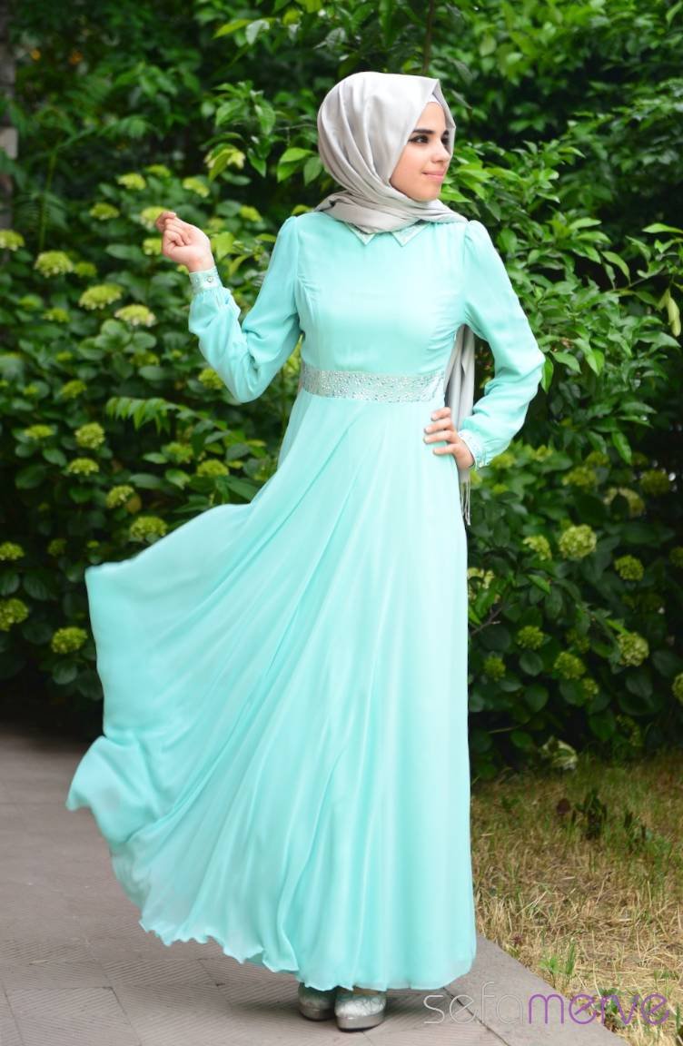 Summerly ZRF Hijab Dress 9044-18 Mint Green 9044-18
