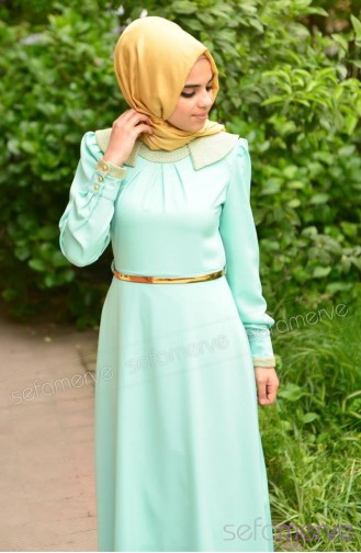Hijab Dress 3135-06 Mint Green 3135-06